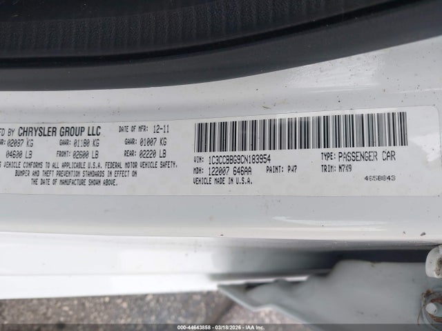 Aukcja sprzedaży 2012 Chrysler 200 Touring, vin: 1C3CCBBG9CN183954, numer aukcji: 44643858