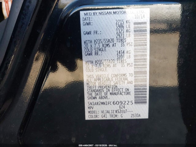 2015 NISSAN PATHFINDER 5N1AR2MN1FC609225 Photo 8