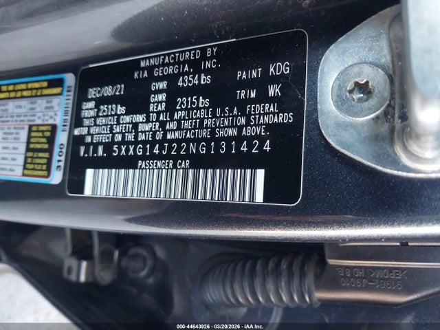 5XXG14J22NG131424 KIA K5 LXS