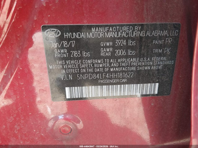 2017 HYUNDAI ELANTRA 5NPD84LF4HH181622 Photo 8