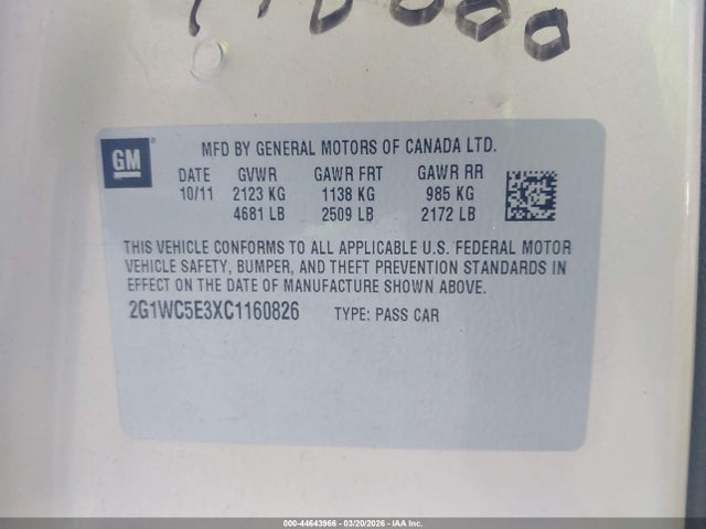 2012 CHEVROLET IMPALA 2G1WC5E3XC1160826 Photo 8