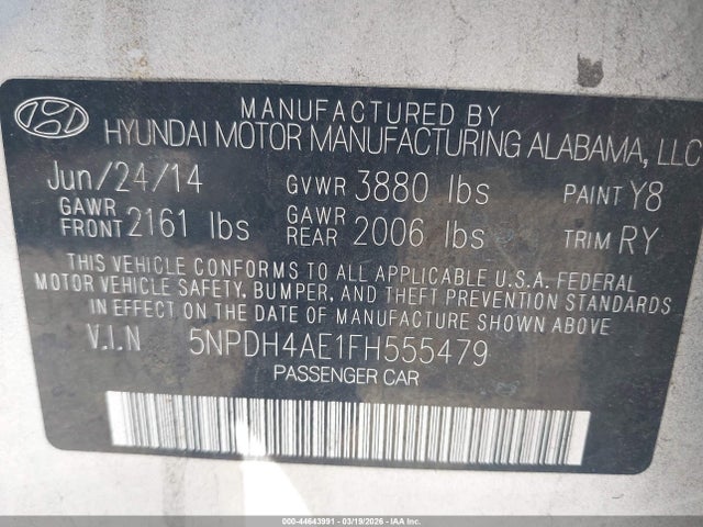 Hyundai ELANTRA SE 2015 5NPDH4AE1FH555479 Image 9