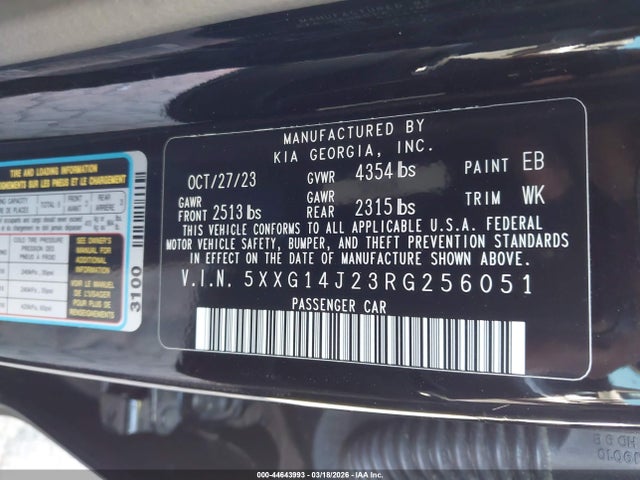 Продажа на аукционе авто 2024 Kia K5 Lxs, vin: 5XXG14J23RG256051, номер лота: 44643993