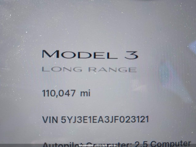 44644000 :رقم المزاد ، 5YJ3E1EA3JF023121 vin ، 2018 Tesla Model 3 Long Range/mid Range مزاد بيع