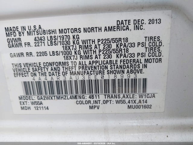 2014 MITSUBISHI OUTLANDER SPORT 4A4AR3AU3EE018993 Photo 8