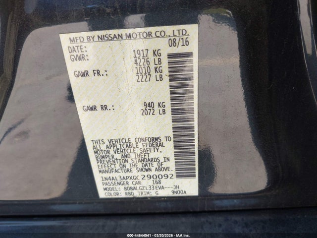 1N4AL3APXGC290092 Nissan Altima 2.5 S