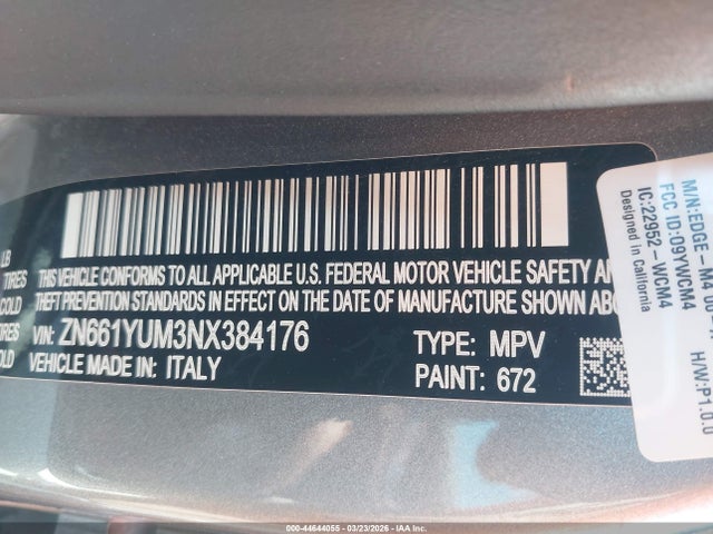 2022 Maserati Levante Modena მანქანა იყიდება აუქციონზე, vin: ZN661YUM3NX384176, აუქციონის ნომერი: 44644055