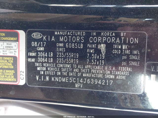 2018 KIA SEDONA KNDME5C14J6394217 Photo 8