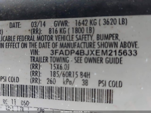 Ford FIESTA SE 2014 3FADP4BJXEM215633 Image 9