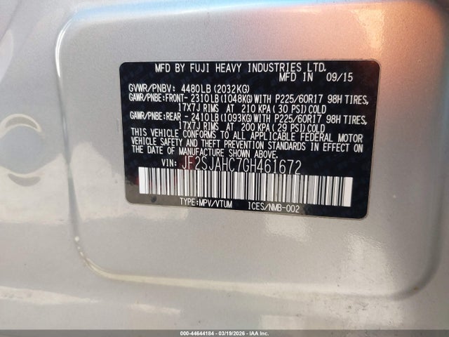 JF2SJAHC7GH461672 Subaru Forester 2.5i Limited