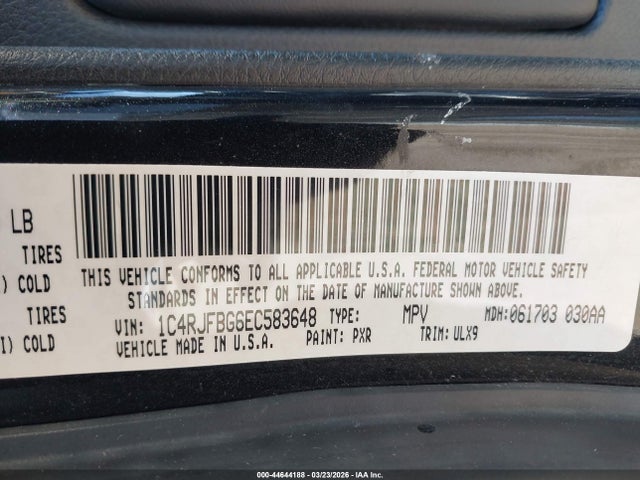 Aukcja sprzedaży 2014 Jeep Grand Cherokee Limited, vin: 1C4RJFBG6EC583648, numer aukcji: 44644188