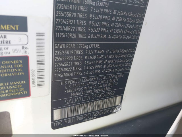 2015 LAND ROVER RANGE ROVER SPORT SALWR2VF2FA603892 Photo 8