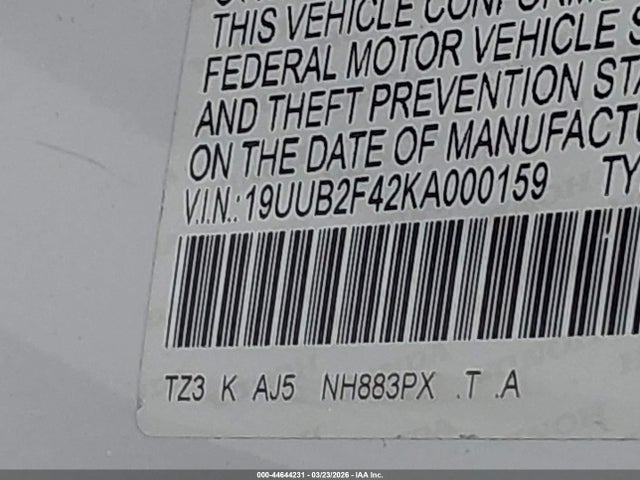 Aukcja sprzedaży 2019 Acura Tlx Tech Pkg, vin: 19UUB2F42KA000159, numer aukcji: 44644231