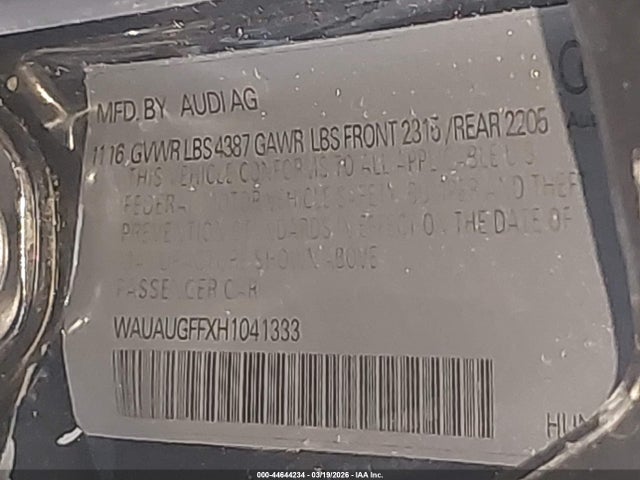 2017 AUDI A3 WAUAUGFFXH1041333 Photo 8