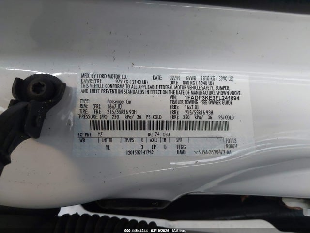 Ford FOCUS SE 2015 1FADP3KE3FL241894 Image 9