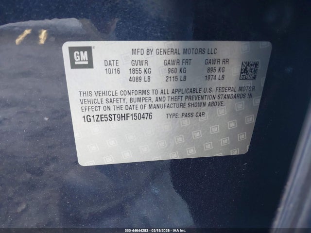 1G1ZE5ST9HF150476 Chevrolet MALIBU 1LT