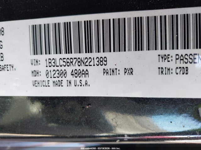 Aukcja sprzedaży 2008 Dodge Avenger Sxt, vin: 1B3LC56R78N221389, numer aukcji: 44644288