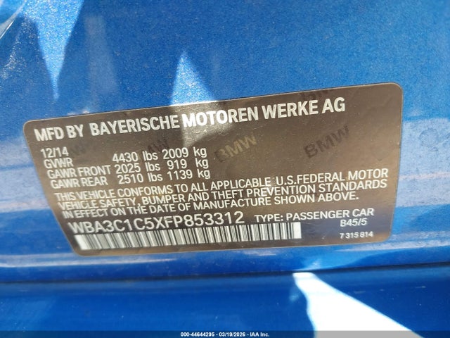 Продаж на аукціоні авто 2015 Bmw 328i, vin: WBA3C1C5XFP853312, номер лоту: 44644295