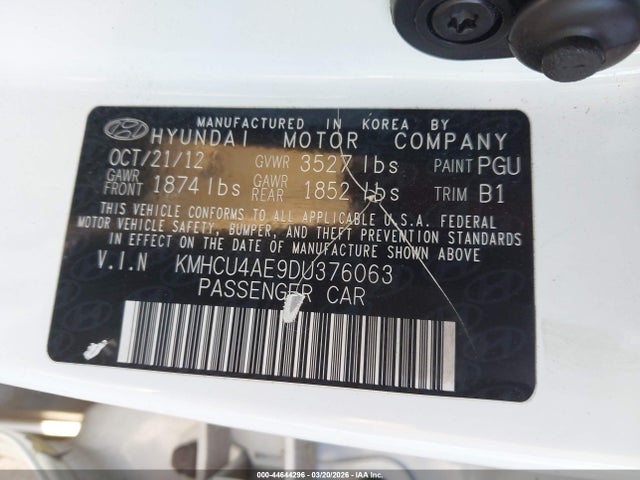 Продажа на аукционе авто 2013 Hyundai Accent Gls, vin: KMHCU4AE9DU376063, номер лота: 44644296
