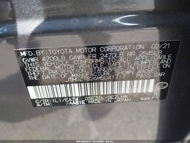 JTHGZ1B26M5041717 Lexus Is 350 F Sport