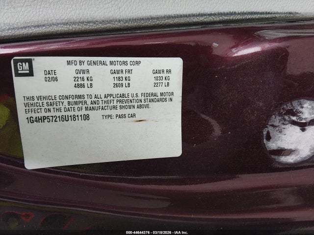 Продаж на аукціоні авто 2006 Buick Lucerne Cx, vin: 1G4HP57216U181108, номер лоту: 44644376