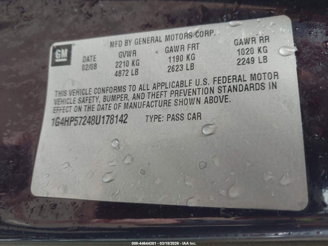 Aukcja sprzedaży 2008 Buick Lucerne Cx, vin: 1G4HP57248U178142, numer aukcji: 44644381