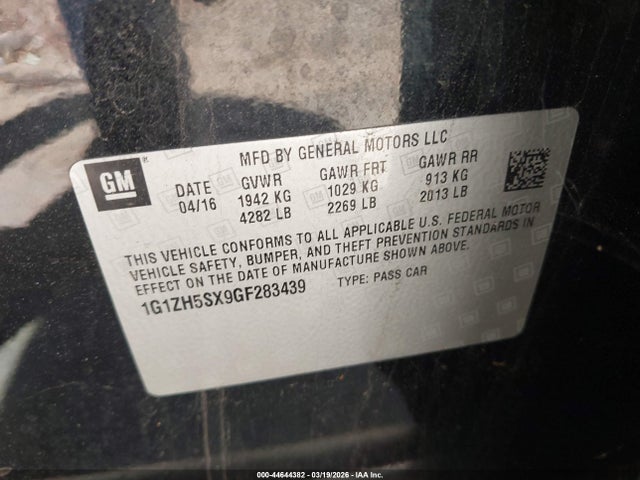 1G1ZH5SX9GF283439 Chevrolet Malibu Premier
