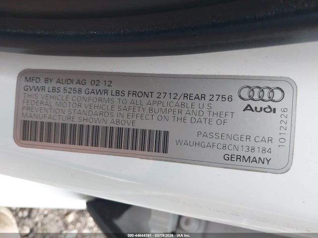 2012 AUDI A6 WAUHGAFC8CN138184 Photo 8