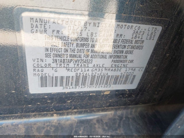 3N1AB7AP7HY254523 Nissan SENTRA SV