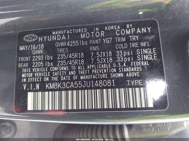 2018 HYUNDAI KONA KM8K3CA55JU148081 Photo 8