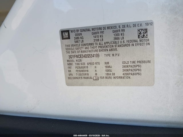 2013 CADILLAC SRX 3GYFNCE34DS534109 Photo 8