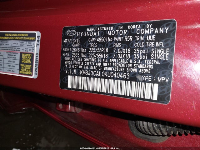 KM8J3CAL0KU040463 Hyundai Tucson Ultimate
