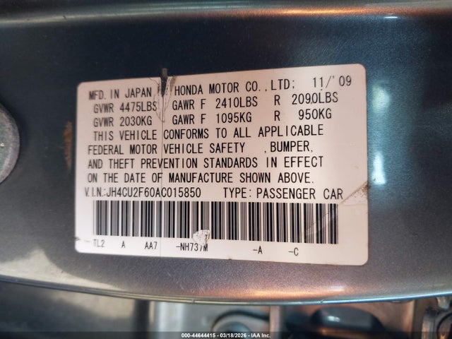 Продаж на аукціоні авто 2010 Acura Tsx 2.4, vin: JH4CU2F60AC015850, номер лоту: 44644415