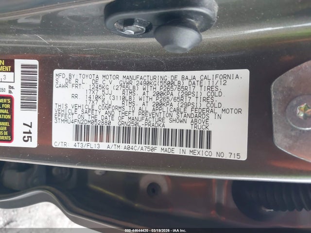 Продаж на аукціоні авто 2013 Toyota Tacoma Base V6, vin: 3TMMU4FN2DM052880, номер лоту: 44644420