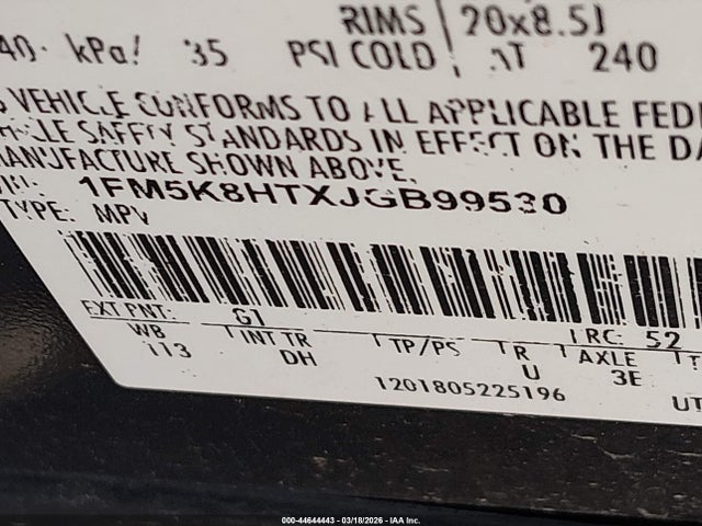 Ford Explorer Platinum 2018 1FM5K8HTXJGB99530 Image 9