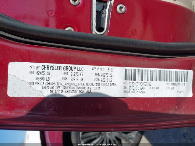Продажа на аукционе авто 2011 Chrysler 300c, vin: 2C3CA6CT0BH537389, номер лота: 44644453