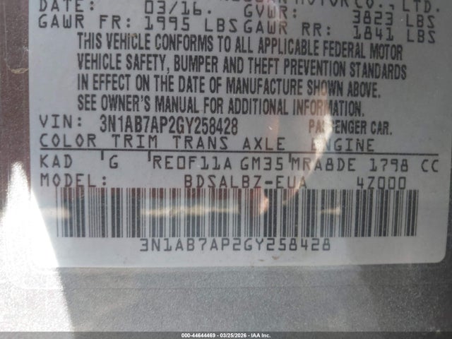 Nissan SENTRA S 2016 3N1AB7AP2GY258428 Image 9