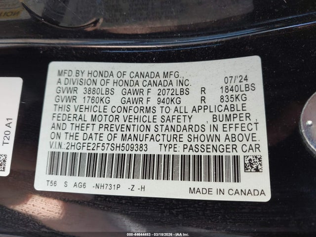 Honda Civic Sport 2025 2HGFE2F57SH509383 Image 9