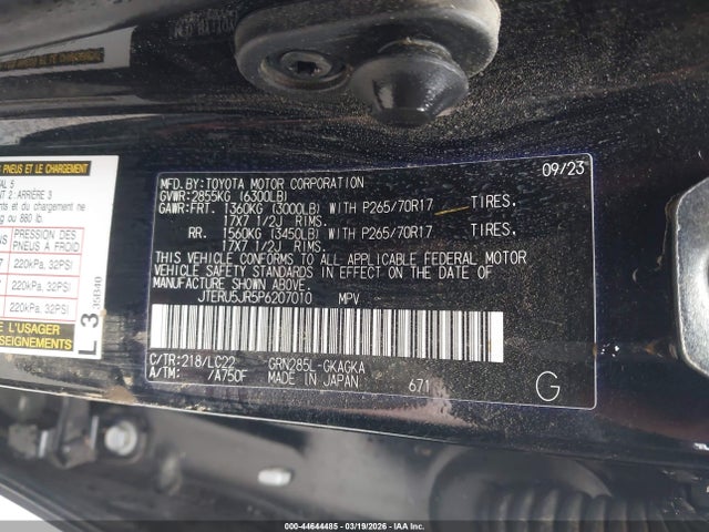 JTERU5JR5P6207010 Toyota 4runner Trd Off Road Premium