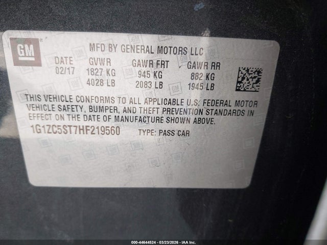 1G1ZC5ST7HF219560 Chevrolet Malibu 1fl