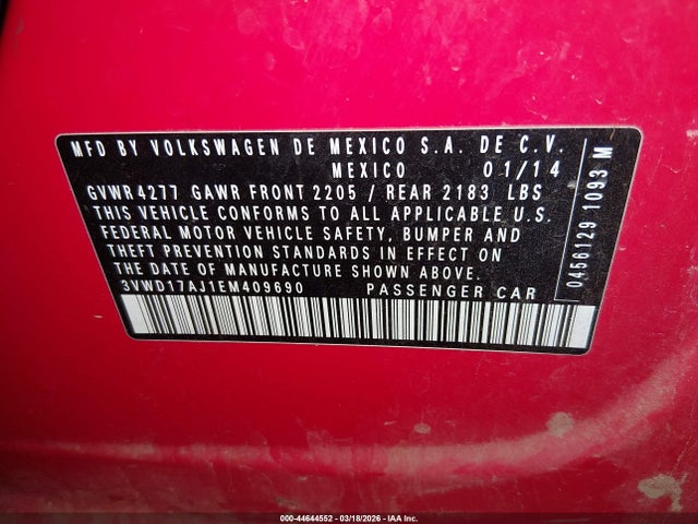 2014 VOLKSWAGEN JETTA 3VWD17AJ1EM409690 Photo 8