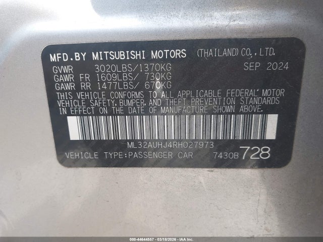 2024 MITSUBISHI MIRAGE ML32AUHJ4RH027973 Photo 8