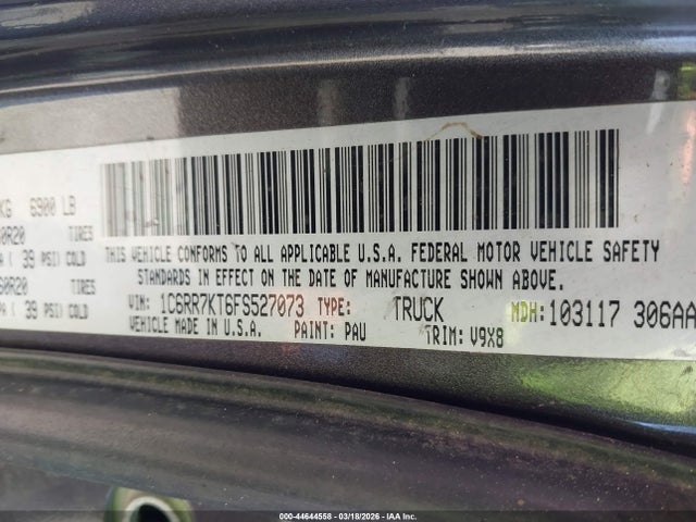 Продажа на аукционе авто 2015 Ram 1500 Express, vin: 1C6RR7KT6FS527073, номер лота: 44644558