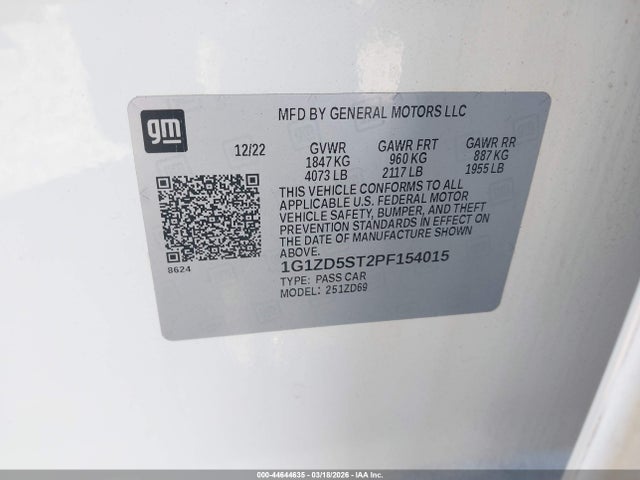 1G1ZD5ST2PF154015 Chevrolet Malibu Fwd 1lt