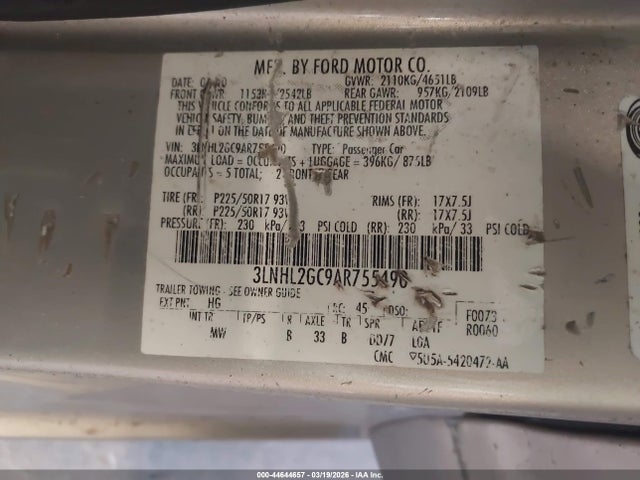 2010 LINCOLN MKZ 3LNHL2GC9AR755490 Photo 8