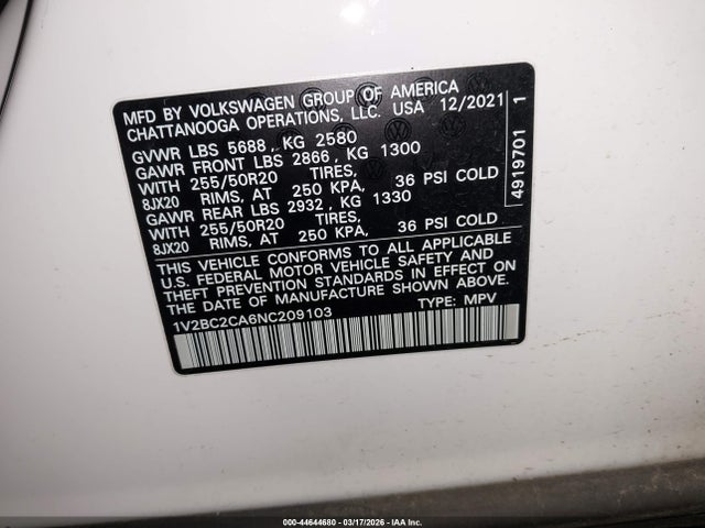 2022 VOLKSWAGEN ATLAS CROSS SPORT 1V2BC2CA6NC209103 Photo 8