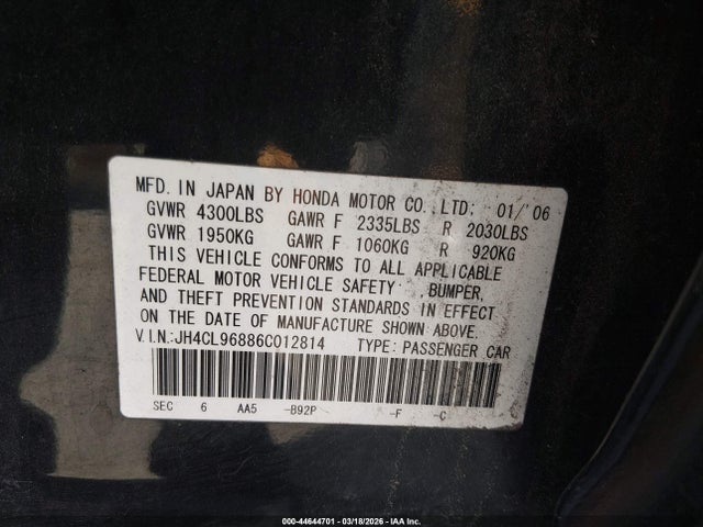 2006 ACURA TSX JH4CL96886C012814 Photo 8