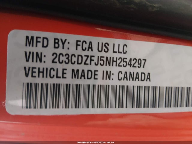 Продажа на аукционе авто 2022 Dodge Challenger R/t Scat Pack, vin: 2C3CDZFJ5NH254297, номер лота: 44644706