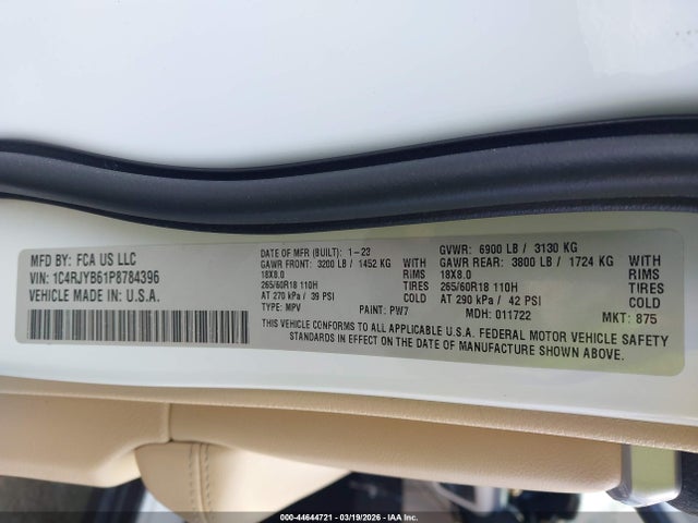 Продаж на аукціоні авто 2023 Jeep Grand Cherokee 4xe, vin: 1C4RJYB61P8784396, номер лоту: 44644721