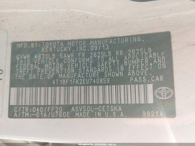 4T1BF1FK2EU740859 Toyota Camry Se Sport